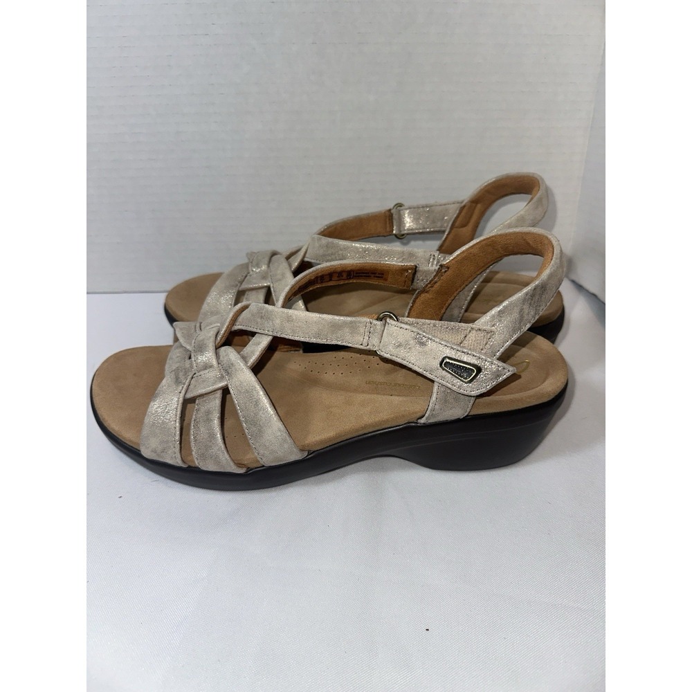 Clarks Women's Tuleah Cross Metallic Leather Sz 10 - Picture 4 of 9